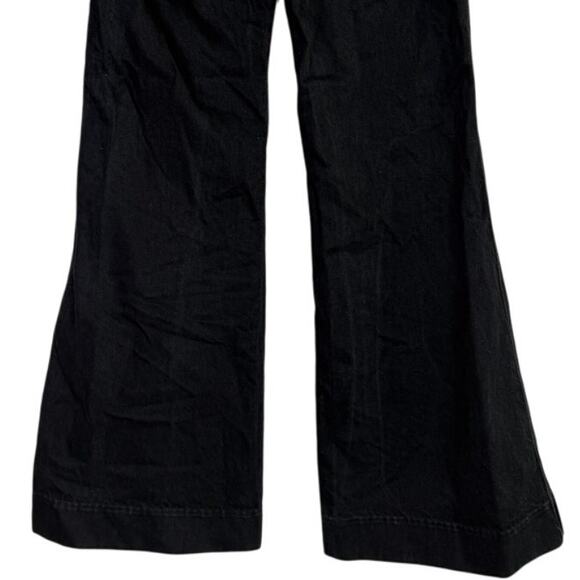 ZARA Mid Rise Wide Flare Leg Full Length Boot Cut Jean 100% Cotton 4 Black #4117 - Picture 7 of 15